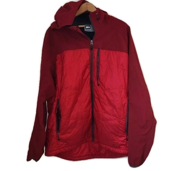 REI Men's XL Two Toned Red Hooded Primaloft Pertex Quantum GCO Jacket - Picture 10 of 10